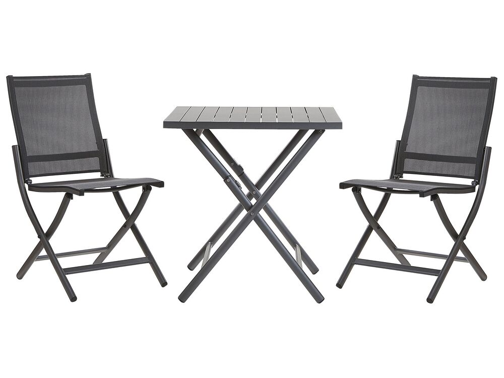 Metal Garden Bistro Set Grey CAORLE Beliani.co.uk