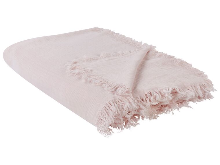 Narzuta na łóżko bawełniana 150 x 200 cm różowa HALPOLA_914575