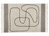 Teppich Baumwolle beige / schwarz 140 x 200 cm abstraktes Muster Kurzflor DOKUZ_839977