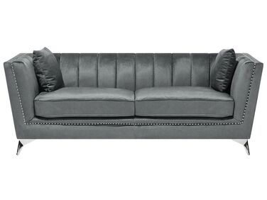 Soffa 3-sits sammet grå GAULA