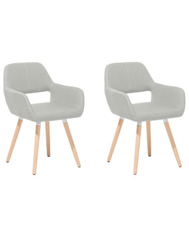 Set of 2 Fabric Dining Chairs Light Grey CHICAGO