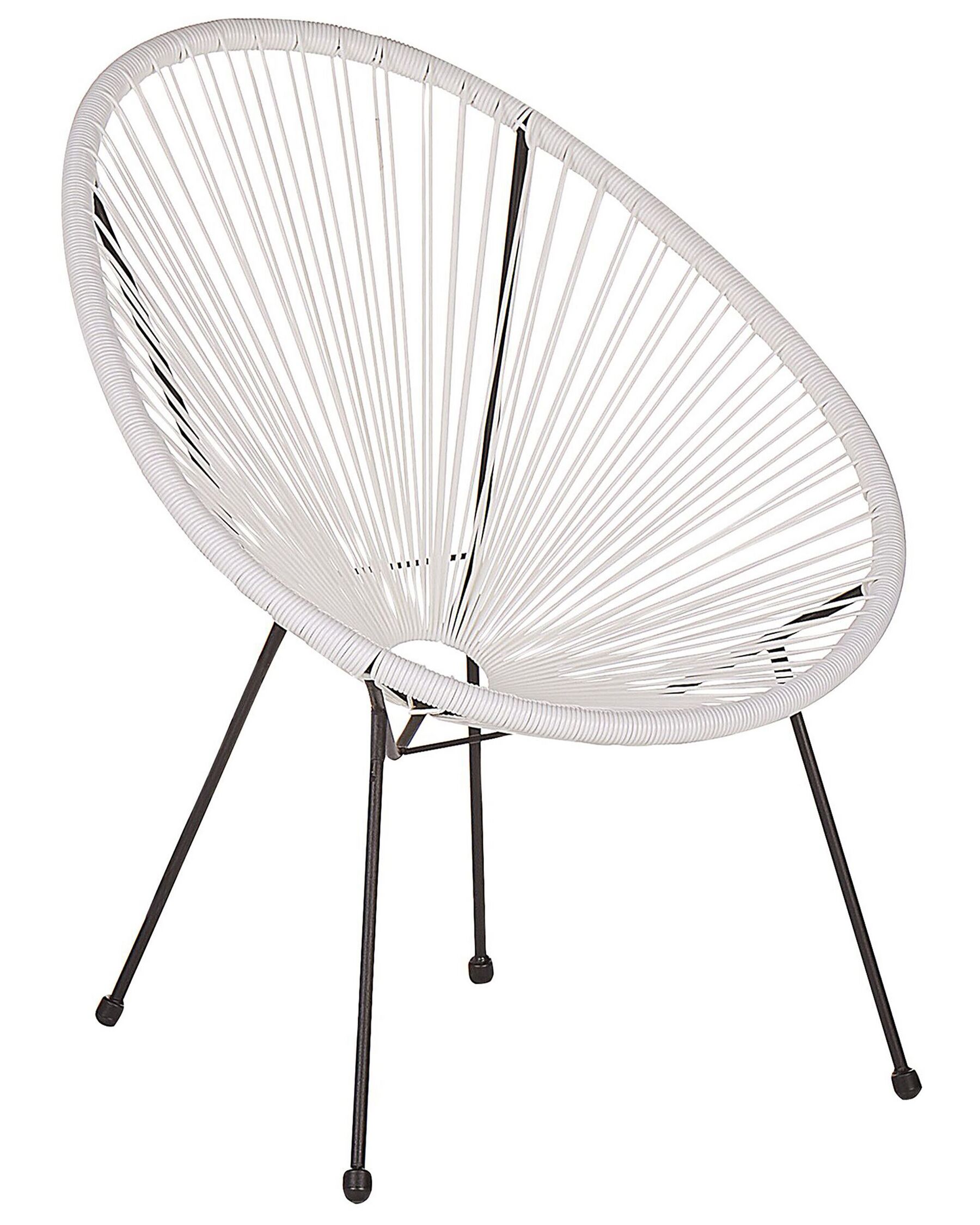 Modern Accent Chair Round White PE Rattan Steel Living Room Acapulco II