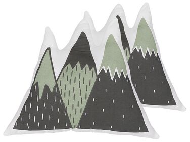 Conjunto de 2 almofadas verdes e pretas com padrão de montanhas 60 x 50 cm INDORE