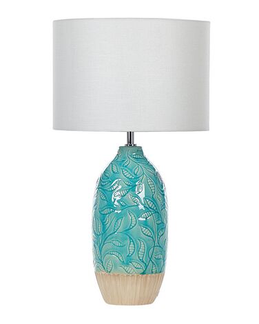 Lámpara de mesa de cerámica azul/blanco 58 cm ATABA