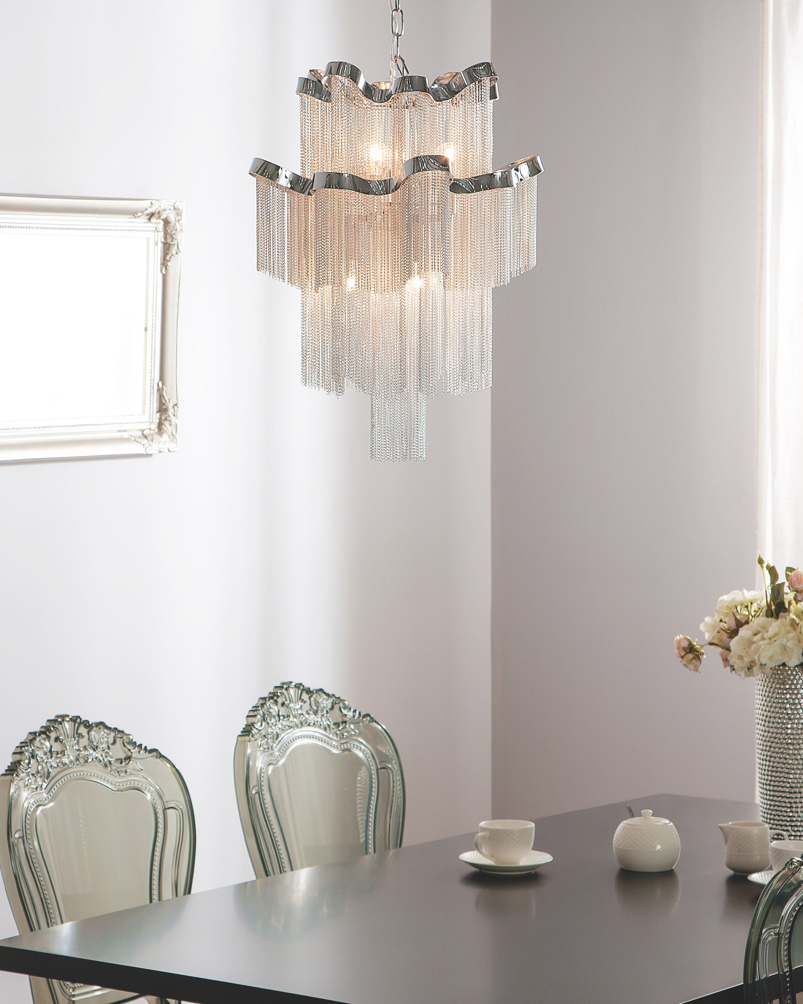 Lustre para 6 lampadas em metal cromado MUCONE