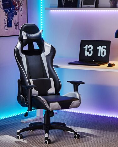 Gaming Chair Black and Silver KNIGHT