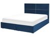 Velvet EU Super King Size Ottoman Bed with Drawers Navy Blue VERNOYES_861382