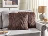 Set of 2 Faux Fur Cushions 45 x 45 cm Brown COROKIA_887725