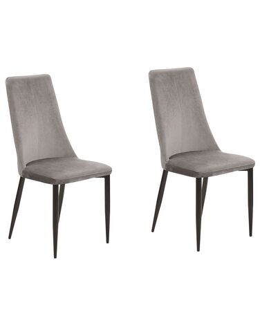 Sada dvou sametových jídelních židlí v šedé barvě CLAYTON