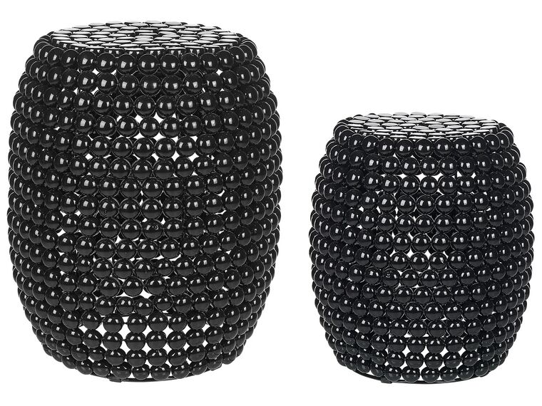 Beistelltisch 2er Set schwarz Perlen-Optik oval UHANA_854152