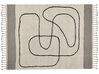 Teppich Baumwolle beige / schwarz 160 x 230 cm abstraktes Muster Kurzflor DOKUZ_839993
