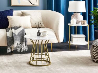 Sofabord marmoreffekt hvit/gull CONCAN