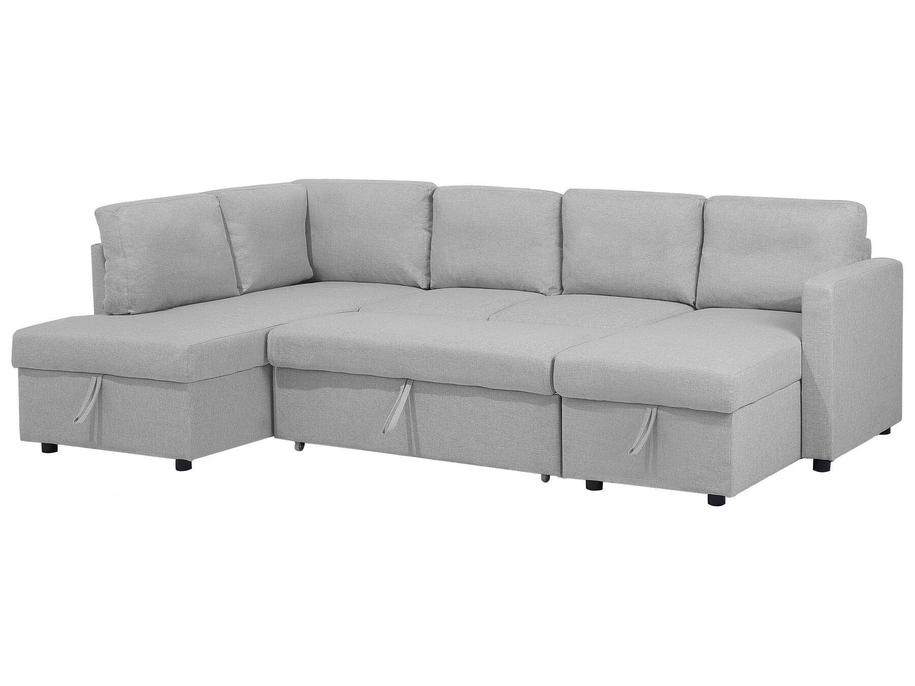 U-Shaped Sofa Bed Light Grey Modern 5 Seater Storage Fabric Upholstered Karrabo