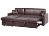 Right Hand Faux Leather Corner Sofa Bed with Storage Dark Brown OGNA_780187