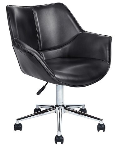 Faux Leather Desk Chair Black NEWDALE