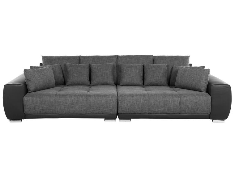 4 Seater Fabric Sofa Dark Grey and Black TORPO_733401