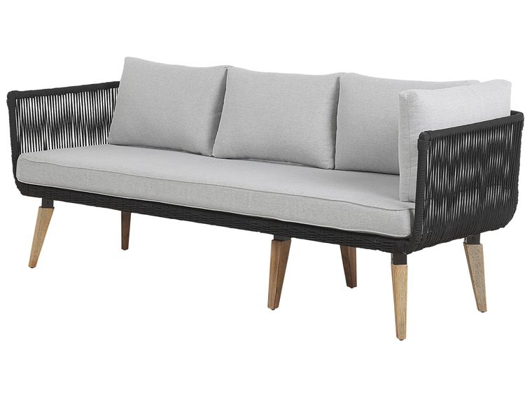 5 Seater Acacia Wood Garden Corner Sofa Set Grey ALCAMO | Beliani.it