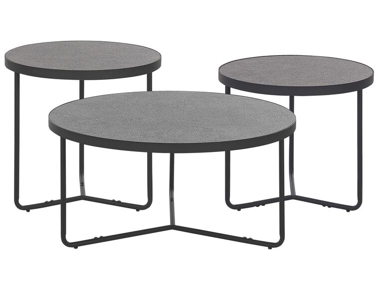 Set of 3 Coffee Tables Concrete Effect with Black MELODY_822560