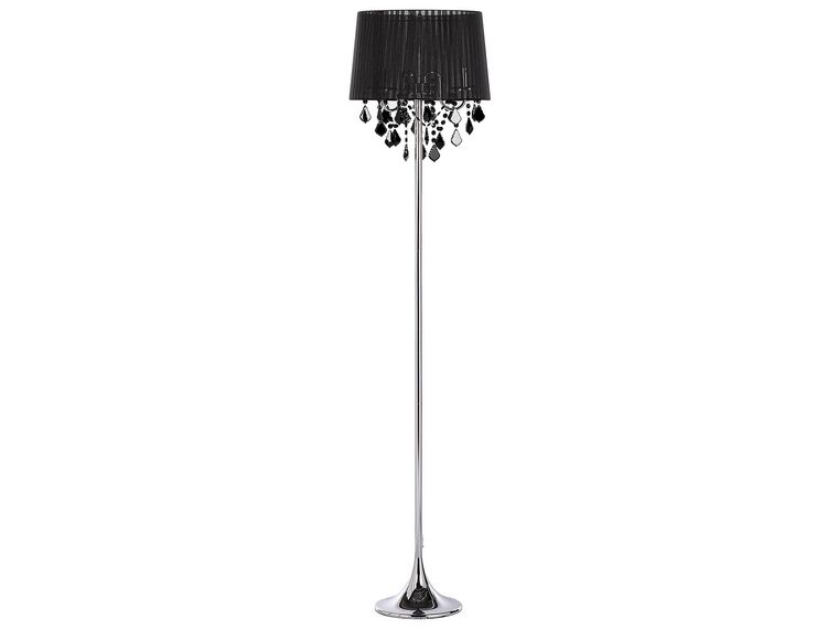 Stehlampe schwarz Kristall-Optik 170 cm Trommelform EVANS_696063