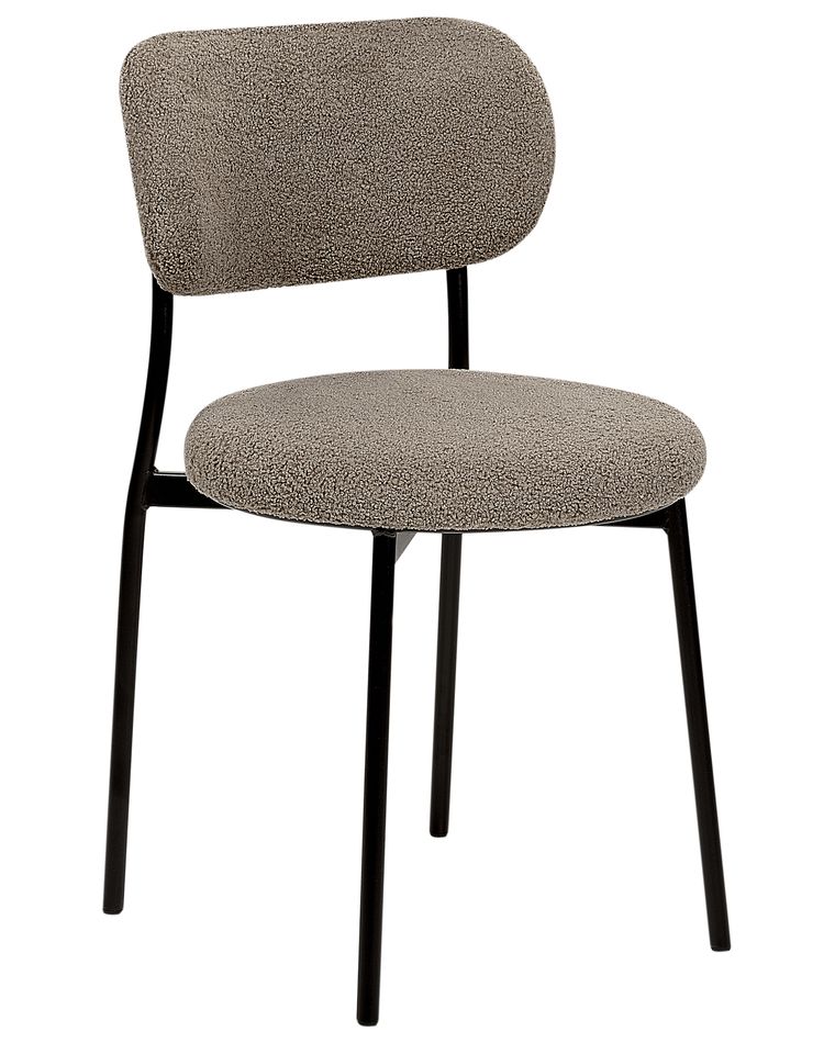 Set of 2 Boucle Dining Chairs Taupe CASEY | Beliani.co.uk