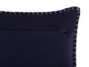 Almofada decorativa em algodão e viscose azul escura com relevo 45 x 45 cm MELUR_755096
