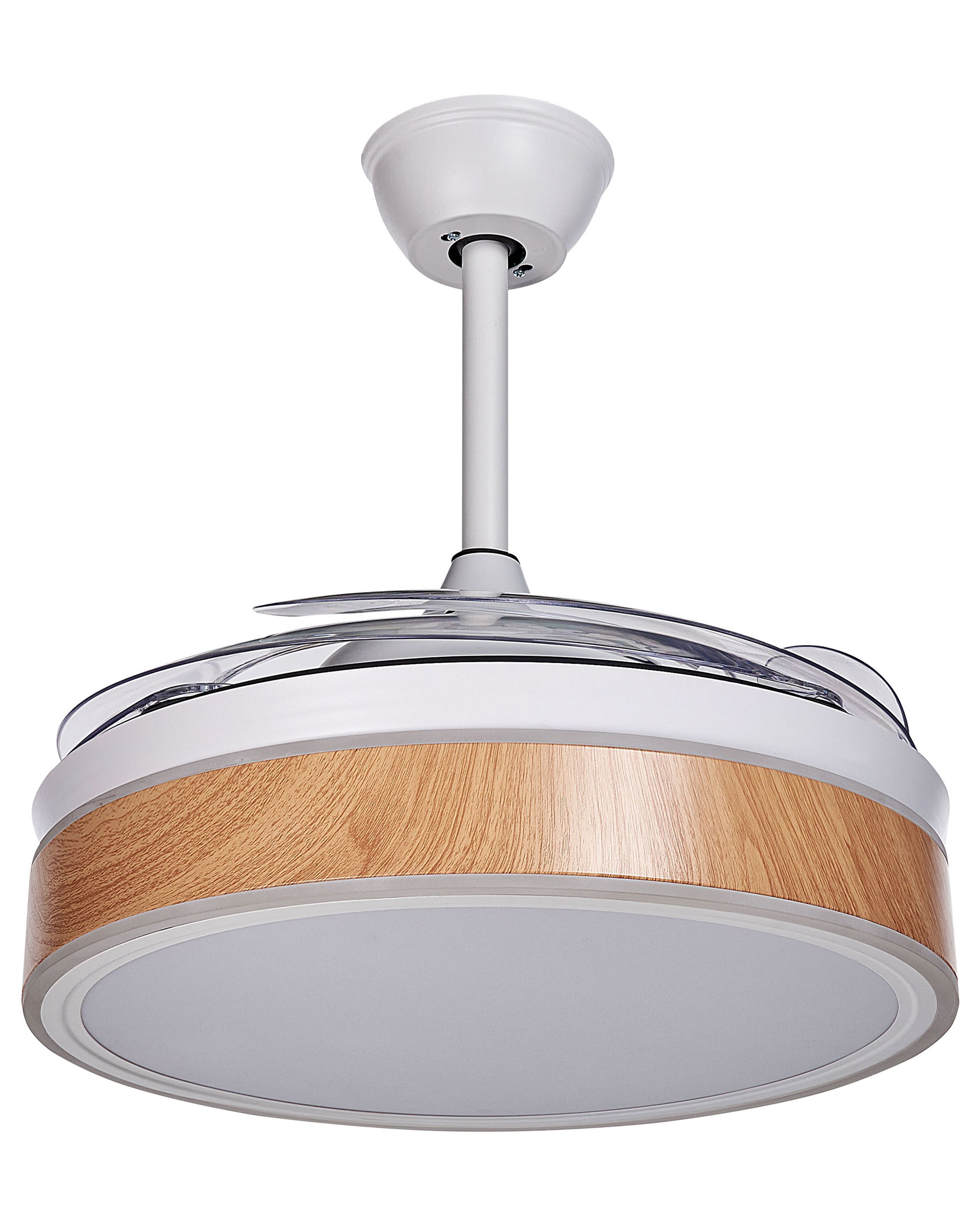 Retactable Ceiling Retractable Blades Ceiling Fan with Light White FREMONT | Beliani.pl