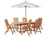 Conjunto de refeição de jardim 6 lugares em madeira de acácia e guarda-sol JAVA (12 opções)_877712