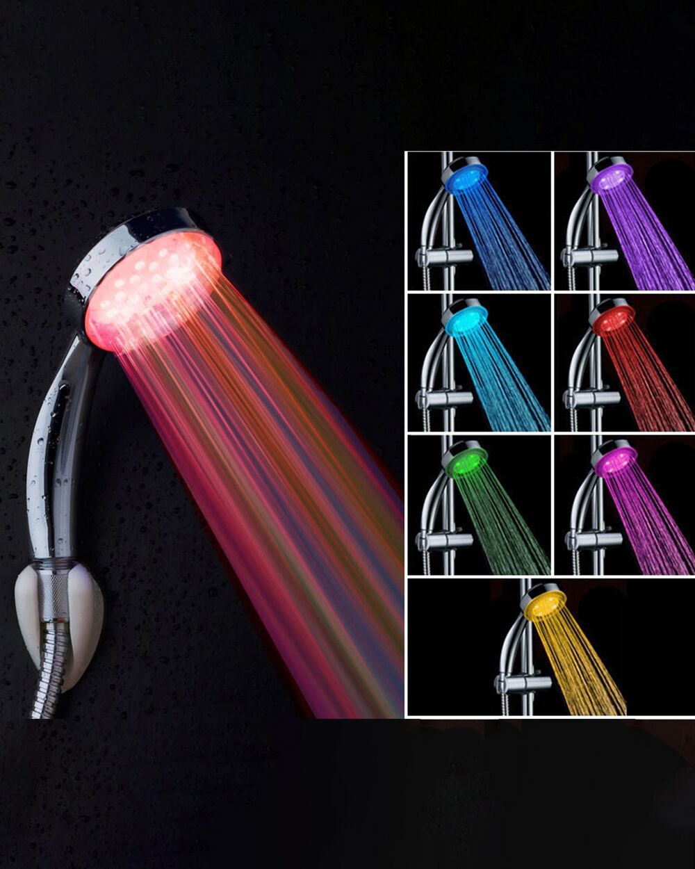 Pommeau de douche lumineux LED - 3 couleurs