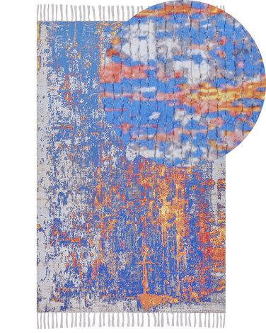 Teppich mehrfarbig 150 x 230 cm abstraktes Muster Fransen Kurzflor ACARLAR