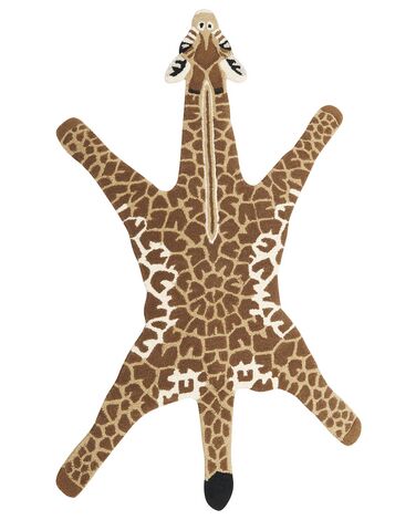Tapis pour enfants en laine marron et beige 100 x 160 cm Girafe MELMAN