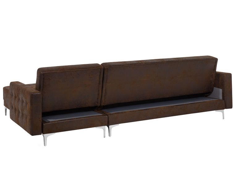 Left Hand Faux Leather Corner Sofa Brown ABERDEEN Beliani.co.uk