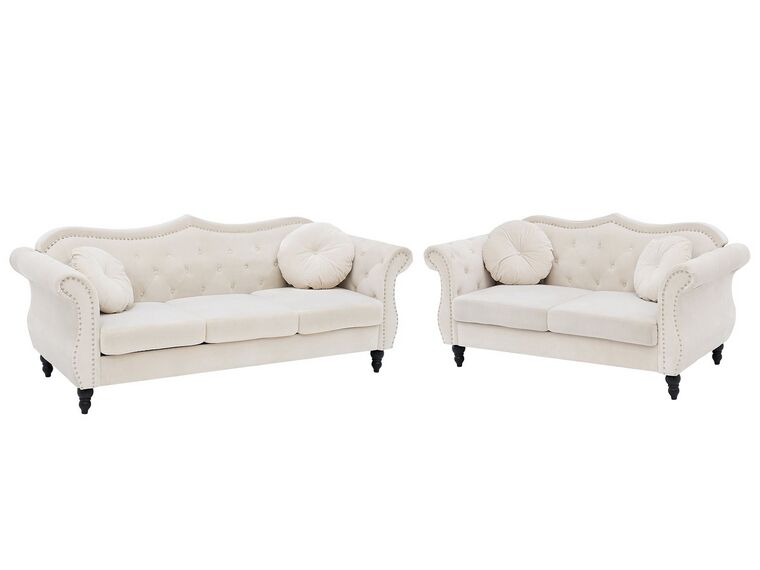 Sofa Set Samtstoff beige 5-Sitzer SKIEN_743297