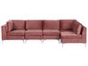 Left Hand 5 Seater Modular Velvet Corner Sofa Pink EVJA_859004