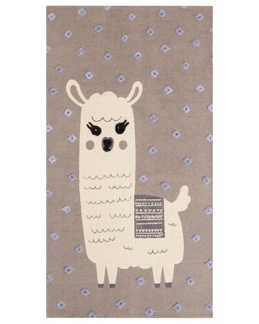 Cotton Kids Rug Llama Print 80 x 150 cm Brown LUBUK