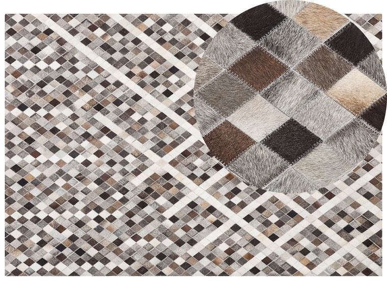 Kožený koberec 160 x 230 cm sivá/hnedá AKDERE_751588