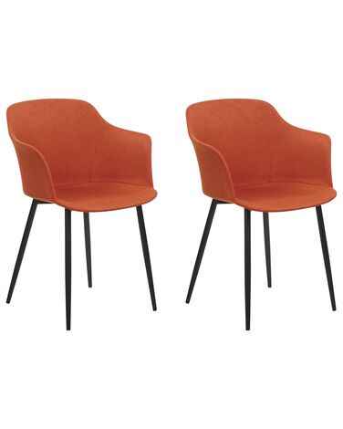 Conjunto de 2 cadeiras de jantar em tecido laranja ELIM