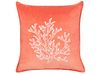 Conjunto de 2 almofadas decorativas com motivo de coral em veludo vermelho 45 x 45 cm NORI_892982
