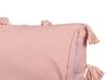 Coussin en coton rose avec pompons touffeté 45 x 45 cm TORENIA_838658