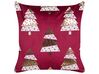 Conjunto de 2 almofadas decorativas com padrão natalício em veludo vermelho 45 x 45 cm GOLDSPRUCE_879392