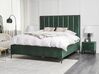 Sametová souprava nábytku postel 160 x 200 cm +2 noční stolky tmavě zelená SEZANNE_892532