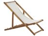Set of 2 Acacia Folding Deck Chairs and 2 Replacement Fabrics Light Wood with Off-White / Flamingo Pattern ANZIO_801733