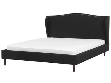 Fabric EU Super King Size Bed Black COLMAR