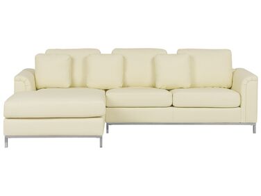 Canapé angle à droite 4 places en cuir beige OSLO