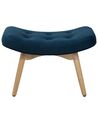 Sessel Samtstoff blau mit Hocker VEJLE_712882