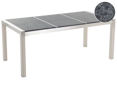 Puutarhapöytä 3-osainen poltettu graniittitaso musta 180 x 90 cm GROSSETO
