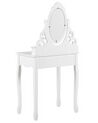 Toaletka 4 szuflady owalne lustro ze stołkiem biała AMOUR_786319