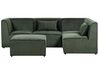 Left Hand 4 Seater Modular Jumbo Cord Corner Sofa with Ottoman Dark Green LEMVIG_875788
