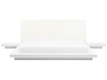 Dubbelsäng med sängbord 180 x 200 cm vit ZEN