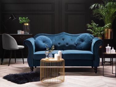 2 Seater Velvet Sofa Navy Blue SKIEN