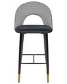 Set of 2 Velvet Bar Chairs Black and White FALTON_871414